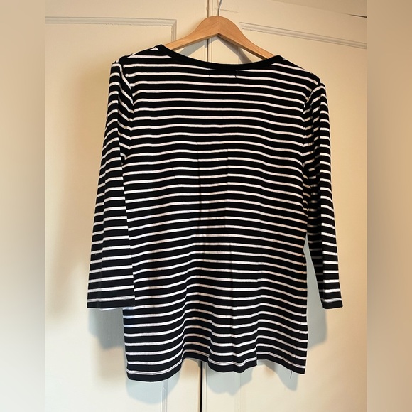 Women’s Lauren Ralph Lauren Cotton Black & White Striped Tee - Picture 2 of 3